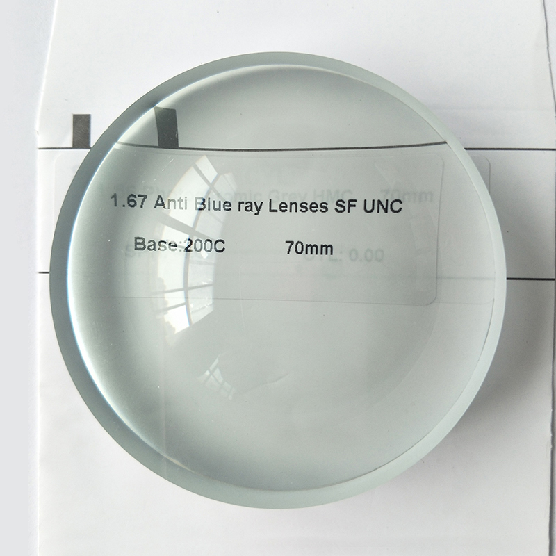 1.67 Kanta Penglihatan Tunggal Blok Biru Separuh Siap